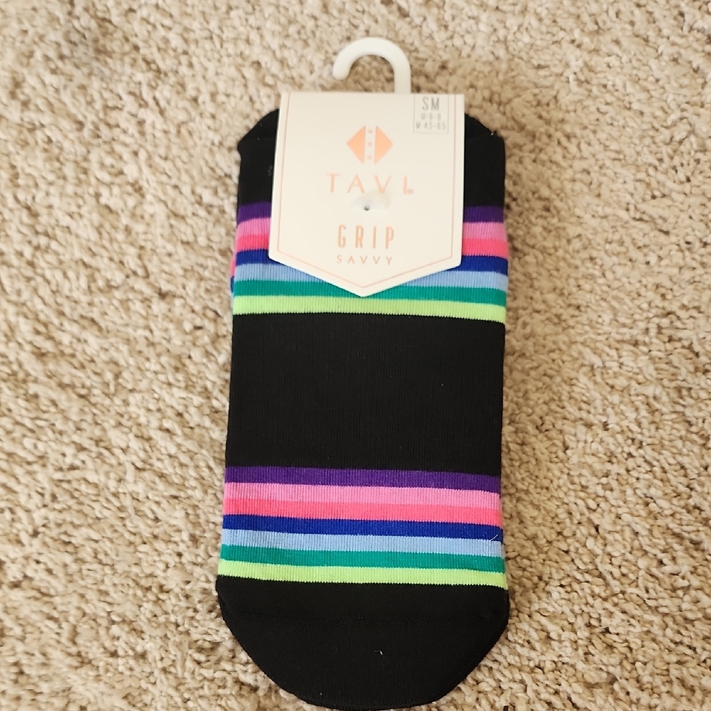 Tavi Noir Black Socks with Vibrant Stripes